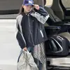 Chaqueta de Color Block con Cuello Alto para Niñas Otoño 2026 Niños Medianos a Grandes Moda Elegante Versátil Ribete de Encaje Ropa de Abrigo Moderna