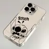 Capa Divertida Tema Stitch Adequada para Apple 15 Pro Max, Capa Transparente para iPhone 16, Capa Macia para 13 Pro, Cobertura Total para 14 Pro