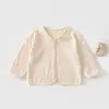 Cardigã de Algodão com Elastano Jacquard Sem Costura Classe A Simples Respirável para Bebê Camisa para Ar Condicionado Roupas de Bebê Roupa de Casa