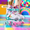 Patines de Cuatro Ruedas Doble Fila para Niños con Ruedas que Parpadean, Patines Ajustables y Desmontables, Venta Directa del Fabricante