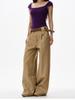 Pantalones Rectos de Línea A Estilo Retro Americano Yongfang para Hombres y Mujeres, Ajustados, Simples, Corte con Puntada de Contorno Tridimensional, Pantalones Casuales Sueltos