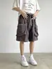 Pantalones Cortos para Hombre 2024 Verano Nuevo Estilo Bolsillo Grande Cargo Holgado Pierna Ancha Streetwear Elegante Juventud Cinco Puntos Pantalones Cortos Algodón Puro