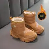 Botas de Neve Infantis Inverno Novo Estilo Solado Macio Antiderrapante Com Pelúcia Quente Botas Grandes de Algodão para Meninas Sapatos Casuais de Algodão Versáteis para Meninos