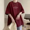 Camiseta de Algodón Pesado de Manga Corta, Estilo Americano, Moderna, Retro, Sencilla, para Hombres y Mujeres, Verano, Corte Holgado, Top Fresco de Media Manga Estilo Ins