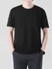 Camiseta de Manga Corta para Hombre, Nuevo Estilo de Verano, Cuello Redondo, Holgada, Versátil, Delgada, a la Moda, Tendencia, Top Negro de Media Manga