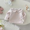 Camiseta Base Forrada com Fleece para Meninas de 0 a 5 Anos, Roupa Infantil Coreana de Inverno, Peça Íntima Lisa Estilosa para Bebês, Roupa de Inverno Infantil Ay710