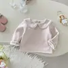 Camiseta Base Forrada com Fleece para Meninas de 0 a 5 Anos, Roupa Infantil Coreana de Inverno, Peça Íntima Lisa Estilosa para Bebês, Roupa de Inverno Infantil Ay710