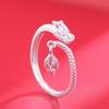 Anillo de Cola de Dragón de Plata Esterlina S925 para Mujer, Nicho Nuevo Estilo Chino, Tendencia Nacional, Poniendo el Mundo Patas Arriba, Abertura Ajustable para el Año de Nacimiento