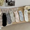 Calcetines Transpirables 2026 para Mujer, Nuevo Estilo Primavera y Verano, Malla Hueca con Bordes Fruncidos y Lazos, Calcetines Caídos a Media Pantorrilla para Mujer, Primavera y Verano
