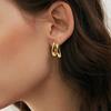 Pendientes de doble capa con forma de C, sencillos, chapados en cobre y oro auténtico, de estilo transfronterizo europeo y americano. Pendientes geométricos de doble capa para mujer.