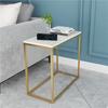 Mesa Auxiliar de Sofá de Mármol Nórdico Mesa de Centro Moderna Simple de Hierro de Lujo Ligero Marco de Almacenamiento Móvil Mesita de Noche Mesa de Esquina Pequeña