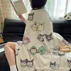 Manta de Franela para Siesta Quilt Kuromi de Sanrio Otoño e Invierno Cuatro Estaciones Cálida Manta de Dibujos Animados Perro Canela Perro Pudín