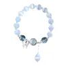 Popular Pulsera de Mariposa Imitación Ojo de Gato para Mujer, Pulsera de Piedra Lunar Gris de Lujo Ligero Estilo Ins, Regalo Elegante para Novia