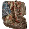 Lenço Floral Artístico de Algodão e Linho Protetor de Pescoço para Mulheres Lenço Pequeno de Verão 70 Xale Fino Estilo Pastoral Lenço Quadrado Versão Coreana Lenço de Seda