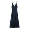 Venta al por mayor de Ropa para Mujer Transfronteriza 2025 Nuevo Estilo Europeo y Americano Moda Simple Espalda Descubierta Textura de Satén de Seda Vestido de Tirantes