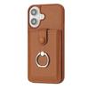 Adecuado para Funda de Teléfono Móvil Iphone16 Anillo Tirador Portatarjetas Textura de Piedra Apple 15Pro Tarjeta Funda de Cuero Cubierta Protectora