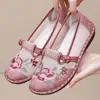 Novos Sapatos de Tecido Artesanais de Verão 2023 Femininos Retrô Xadrez Solado Macio Bordados Estilo Étnico Sapatos de Um Passo Dinastia Han