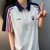 Juvenil Versátil 2026 Nuevo Estilo Holgado Moderno Rayas Estampado Casual Versátil Verano Mujer Polo Manga Corta Top