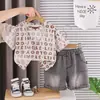 Ropa para niños para niños, conjunto de verano con estampado de letras coloridas, conjunto de manga corta, ropa nueva y elegante de verano para bebés y niños pequeños