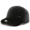 Gorra de béisbol de invierno para hombres de mediana edad y ancianos, a prueba de frío y cálida para exteriores, con orejeras y forro engrosado