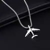 Collar con colgante de avión de hip-hop de acero de titanio para hombre, sencillo y a la moda, combina con todo, cadena larga de lana distintiva para mujer.