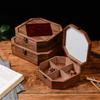 Caixa de Armazenamento de Vidro Flor Begônia Nove Grades Decoração Mesa de Maquiagem Retrô Organizador de Mesa Diversos Caixa de Madeira com Tampa