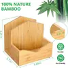 Porta pañuelos de almacenamiento para el hogar de bambú y madera, estante de almacenamiento de pañuelos para hotel y restaurante con caja para condimentos