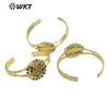 WT-B642 nuevo colgante de piedra preciosa con cuentas de colores diseño hueco de latón 18K pulsera ajustable para mujer