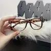 Armação de óculos gatinho com estampa de leopardo sem lentes, armação decorativa lisa fofa, óculos redondos estilo retrô Y2k de casco de tartaruga