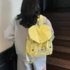 Mochila com Cordão Cor Sólida Estilo Japonês Cordão Mochila Feminina Verão 2025 Simples Leve Casual Roupas de Trabalho Pequena Mochila para Exterior