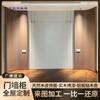 Guangzhou Foshan guarda-roupa com porta de couro nogueira preta para toda a casa, personalizado, parede de fundo para sala de estar, madeira maciça, folheado de couro, parede parapeito em arco