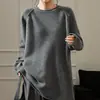 Suéter tejido de cuello redondo estilo casual transfronterizo para mujer, engrosado, suave y de color sólido, corte holgado, elegante suéter de estilo coreano para mujer