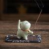 Gato del Palacio Imperial Inserto de Incienso Lindo Gatito Incienso de Línea Artesanía Artesanías de Cerámica Mesa de Té Fragancia Olor Accesorios para Ceremonia del Té