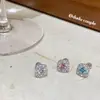 Brincos Quadrados Cravejados com Zircônia Micro-Incrustada Aço Titânio Piercing de Orelha Amigáveis para Dormir Não Removíveis Brincos Cubo de Açúcar Atacado para Mulheres
