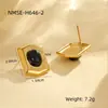 Moda Europea y Americana Nicho Retro Exagerados Pendientes de Acero Inoxidable Chapados en Oro de 18K Ágata de Imitación Pendientes Geométricos Elegantes Joyería