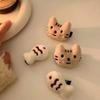 Gato comiendo pescado ~ Lindo gatito de peluche Horquilla para el pelo Diadema con flequillo para mujer Horquilla pequeña Accesorios divertidos para el pelo Nuevo estilo