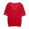Chica gordita Cubre Carne Suelto Adelgazante Cuello en V Manga Corta Camiseta Seda de Hielo Verano para Mujer Talla Extra Cubre Vientre Estilo Extranjero Reductor de Edad Camiseta Básica