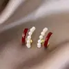 Pendientes de Goteo Borgoña para Mujer 2026 Nuevo Estilo de Moda Pendientes de Año Nuevo Pendientes Brillantes en Forma de Corazón de Invierno de Alta Gama