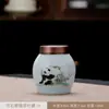 Lata de Té Panda Cultural y Creativa Pequeña Lata de Té de Cerámica Sellada Almacenamiento Lata de Almacenamiento Lata Vacía Resistente a la Humedad Hogar Adornos Creativos