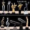 Trofeo de Nota Musical de Cristal Concurso de Canto Piano Micrófono de Metal Presentador Premio Tiktok K9 Artesanía Cristal Blanco
