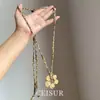 Collar Tejido de Flores de Lujo Ligero Cadena Larga para Suéter de Mujer Diseño de Nicho Accesorios de Estilo Étnico de Gama Alta