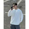 Camiseta de manga larga para hombre, estilo americano de peso pesado, algodón puro, transfronteriza, color liso base para primavera y otoño, top nuevo de cuello redondo 2026