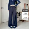 Pantalones de pana de pierna ancha para mujer con bolsillos, nuevo estilo de otoño, corte holgado, adelgazantes, de pierna recta, casuales, de cintura alta, relajados, hasta el suelo