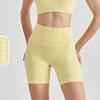 Pantalones de yoga de tres puntos con doble cara para mujer, de cintura alta, estilo europeo y americano, color melocotón, para fitness, 2023