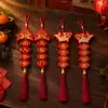 Adornos 3D bordados del Festival de Primavera, con un lingote de oro y un diseño de pez con frases auspiciosas, y borlas, para decorar casas nuevas, entradas y tiendas durante el Año Nuevo