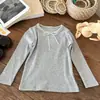 Camisa Base com Gola de Renda para Meninas, Novo Estilo Primavera e Outono, Moda Coreana Alta Elasticidade Manga Longa Laço Infantil Tendência