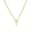 Collar con Cadena de Clip de Papel y Cierre de Hebilla de Ot Acero Inoxidable Colgante de 26 Letras Personalizado Versátil Joyería de Moda Letras de Tu Elección