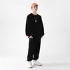 Outono e Inverno Novo Conjunto de Desenvolvimento Secundário Moletom com Gola Redonda Raglã Solto Placa Leve Tendência Estilo Casal Estilo de Hong Kong Casual