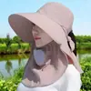 Sombrero de Protección Solar para Mujer, Nuevo Sombrero de Verano, Sombrero de Sol que Cubre la Cara, Mascarilla Facial, Sombrero Fresco, Anti-UV, Para Recoger Té, Sombrero de Sol para Ciclismo