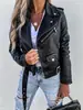 Ropa de Mujer de Exportación Europea, Americana y Rusa Transfronteriza Nueva Chaqueta Primavera y Verano 2025 Chaqueta de Cuero Pu Cremallera Corta de Motocicleta
